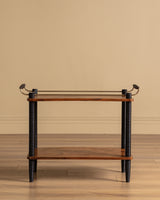 Italian Ribbed Leg Bar Table w/ Brass Accents, 1960's