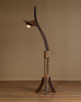 One-of-a-Kind Primitive Sculptural Wood Floor Lamp