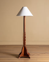 Art Deco Sculptural Oak Floor Lamp, Netherlands, Circa 1920s