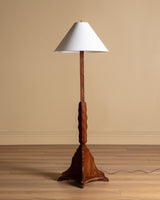 Art Deco Sculptural Oak Floor Lamp, Netherlands, Circa 1920s