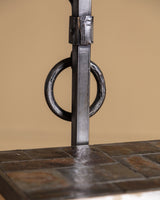 French Iron Floor Lamp with Stone Shelf, 1960's