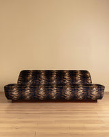Sculptural Mid Century Sofa on Wood Base in Caspian Velvet, Europe, 1960's