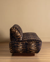 Sculptural Mid Century Sofa on Wood Base in Caspian Velvet, Europe, 1960's