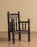 Bobbin-Turned Wood Armchair with Ball Finials, Early 20th Century