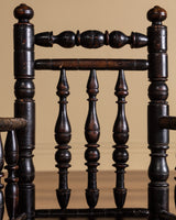 Bobbin-Turned Wood Armchair with Ball Finials, Early 20th Century
