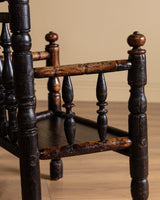 Bobbin-Turned Wood Armchair with Ball Finials, Early 20th Century