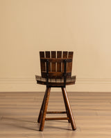 Set of 4 Slatted Wood Swivel Chairs Manner of Arthur Umanoff, 1960's