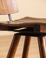 Set of 4 Slatted Wood Swivel Chairs Manner of Arthur Umanoff, 1960's