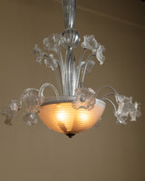 Large Murano Glass Floral Chandelier Manner of Barovier & Toso, Italy, 1950s