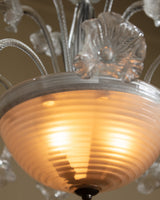 Large Murano Glass Floral Chandelier Manner of Barovier & Toso, Italy, 1950s