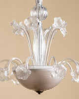 Large Murano Glass Floral Chandelier Manner of Barovier & Toso, Italy, 1950s