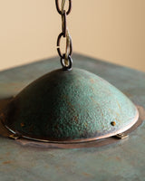 Modernist Verdigris Solid Brass Pendant Light, American, 1970's