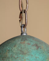 Modernist Verdigris Solid Brass Pendant Light, American, 1970's