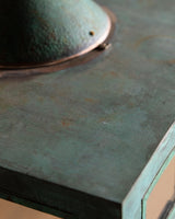 Modernist Verdigris Solid Brass Pendant Light, American, 1970's