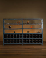 19th Century 10ft Blue Painted American General Store Cabinet / Shelving Unit - Lone Fox