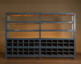 19th Century 10ft Blue Painted American General Store Cabinet / Shelving Unit - Lone Fox