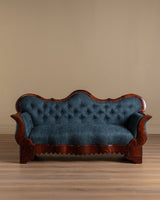 19th Century Biedermeier Mahogany Sofa in Brushed Ocean Wool - Lone Fox