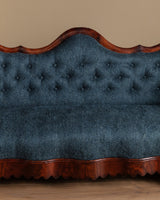 19th Century Biedermeier Mahogany Sofa in Brushed Ocean Wool - Lone Fox