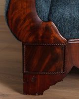 19th Century Biedermeier Mahogany Sofa in Brushed Ocean Wool - Lone Fox