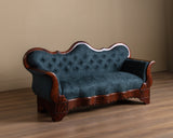 19th Century Biedermeier Mahogany Sofa in Brushed Ocean Wool - Lone Fox