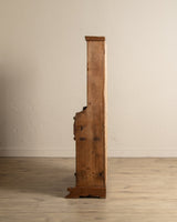 19th Century English Pine Stepback Cupboard w/ Plate Rack - Lone Fox