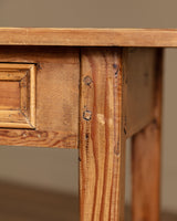 19th Century European Atelier Pine Console Table with Slatted Shelf - Lone Fox