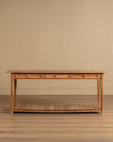 19th Century European Atelier Pine Console Table with Slatted Shelf - Lone Fox