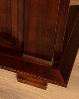 92" Mahogany & Bronze Pillar Mount Sideboard Manner of Andre Arbus, France, 1950's - Lone Fox