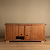 92" Mahogany & Bronze Pillar Mount Sideboard Manner of Andre Arbus, France, 1950's - Lone Fox