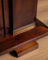 92" Mahogany & Bronze Pillar Mount Sideboard Manner of Andre Arbus, France, 1950's - Lone Fox