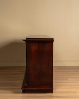 92" Mahogany & Bronze Pillar Mount Sideboard Manner of Andre Arbus, France, 1950's - Lone Fox