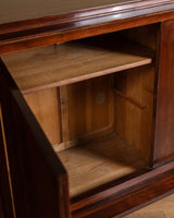 92" Mahogany & Bronze Pillar Mount Sideboard Manner of Andre Arbus, France, 1950's - Lone Fox