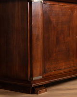 92" Mahogany & Bronze Pillar Mount Sideboard Manner of Andre Arbus, France, 1950's - Lone Fox
