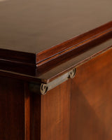 92" Mahogany & Bronze Pillar Mount Sideboard Manner of Andre Arbus, France, 1950's - Lone Fox