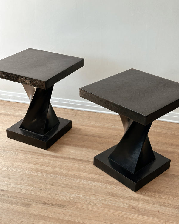 Pair of Hammered Copper Spiral Side Tables