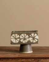 Abstract Studio Pottery Rectangle Pedestal Vase, 1970s - Lone Fox