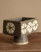 Abstract Studio Pottery Rectangle Pedestal Vase, 1970s - Lone Fox