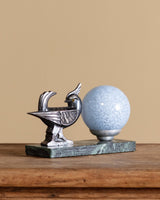 Art Deco Bird & Mottled Glass Table Lamp, France, 1930's - Lone Fox