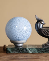 Art Deco Bird & Mottled Glass Table Lamp, France, 1930's - Lone Fox