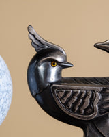 Art Deco Bird & Mottled Glass Table Lamp, France, 1930's - Lone Fox