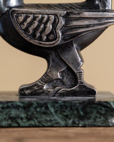 Art Deco Bird & Mottled Glass Table Lamp, France, 1930's - Lone Fox
