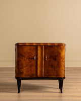 Art Deco Burl Bar Cabinet w/ Ebonized Legs, Italy, 1930's - Lone Fox