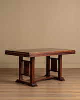 Art Deco Oak Dining Table / Desk Manner of Charles Dudouyt, France, 1940s - Lone Fox