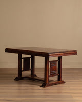 Art Deco Oak Dining Table / Desk Manner of Charles Dudouyt, France, 1940s - Lone Fox
