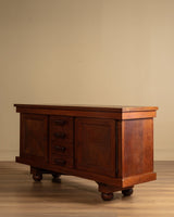 Art Deco Oak Paneled Door Sideboard w/ Turned Wood Pulls, France, 1940's - Lone Fox
