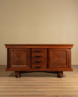 Art Deco Oak Paneled Door Sideboard w/ Turned Wood Pulls, France, 1940's - Lone Fox