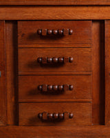 Art Deco Oak Paneled Door Sideboard w/ Turned Wood Pulls, France, 1940's - Lone Fox