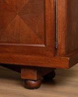 Art Deco Oak Paneled Door Sideboard w/ Turned Wood Pulls, France, 1940's - Lone Fox