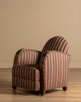 Art Deco Striped Oak Lounge Chair, France, Circa 1920s (2 available) - Lone Fox