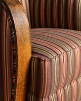 Art Deco Striped Oak Lounge Chair, France, Circa 1920s (2 available) - Lone Fox